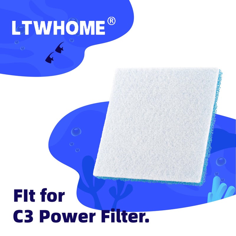 LTWHOME Compatible Poly Foam Pad Replacement for Fluval C3 Power Filter, Fluval C Clip-On Filter Foam (Pack of 10) - Image 2